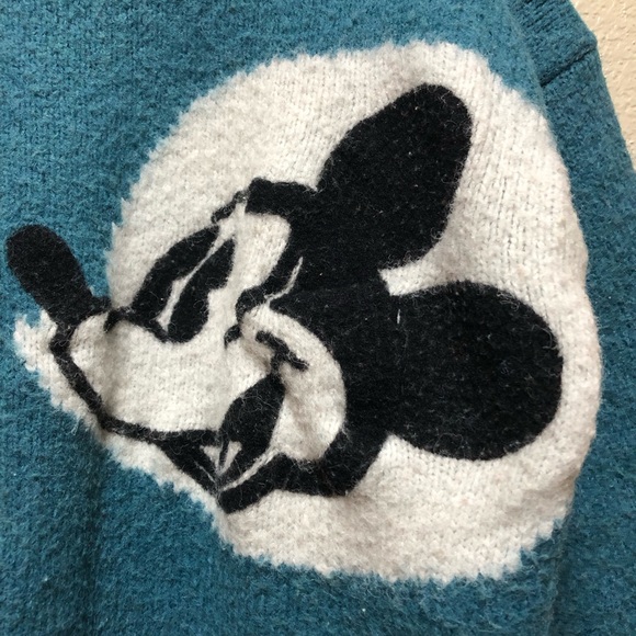 Mickey Mouse Vintage Wool BlueTeal Sweater  Junior Size Small Cartoon Character - Picture 3 of 6